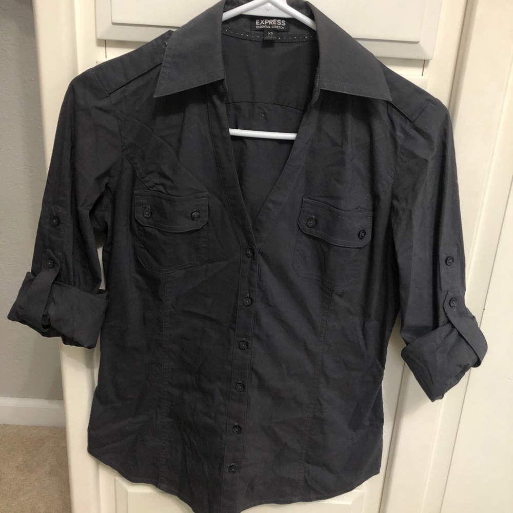 Grey Express essential stretch button down shirt